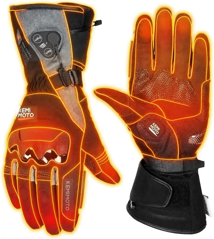 KEMIMOTO Guantes Calefactables Moto, 3000mAH, Doble Zona Control, 3 Niveles — Ropa esqui