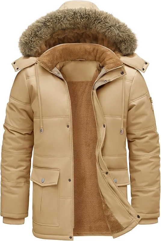 TOMEEK Chaqueta Hombre Invierno Abrigo Cálido Parka con Capucha y Bolsillos Chaqueta Acolchada Térmica Abrigos Cazadora Forro Polar Grueso Casual Chaquetas para Hombre — Ropa esqui