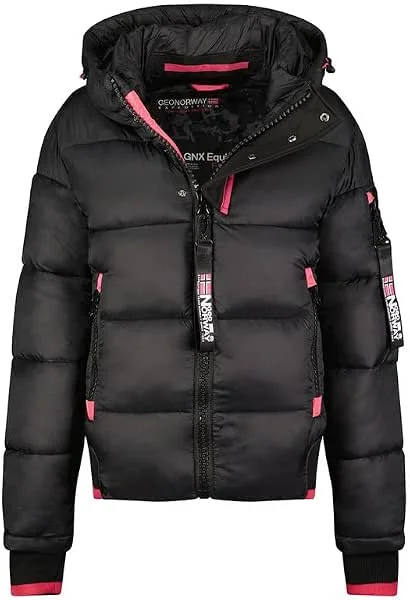 Geographical Norway Calix Lady - Chaqueta Mujer Cálida Esqui - Abrigo Para Mujeres Con Capucha Sintética - Parka Elegante A Prueba De Viento - Otono Invierno Primavera — Ropa esqui