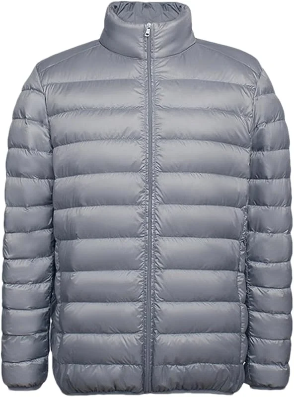 Chaqueta de plumón de Pato Blanca Ultraligera para Hombre, Cuello levantado, Prendas de Vestir para otoño e Invierno, Abrigo Holgado Informal — Plumon fino
