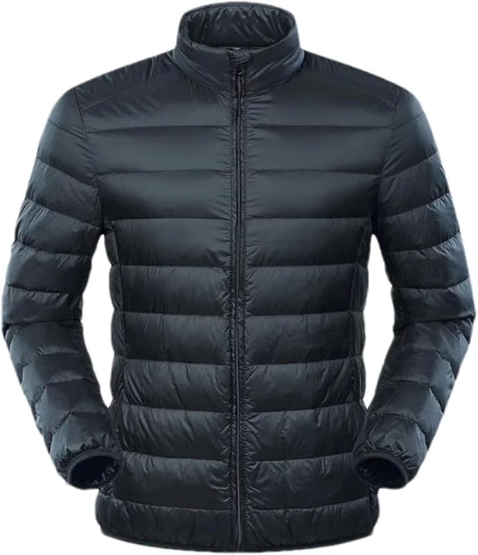 Chaqueta de plumón para Hombre, Ultraligera, Cortavientos de plumón de Pato, Abrigos de Plumas Ligeros — Plumon fino