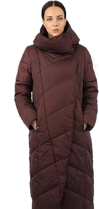 Chaqueta ultraligera cálida y resistente al viento para mujer, chaqueta larga de plumón, parka con capucha, abrigo acolchado de ganso, talla grande, algodón cálido, ropa para mujer (color: rojo — Plumon fino