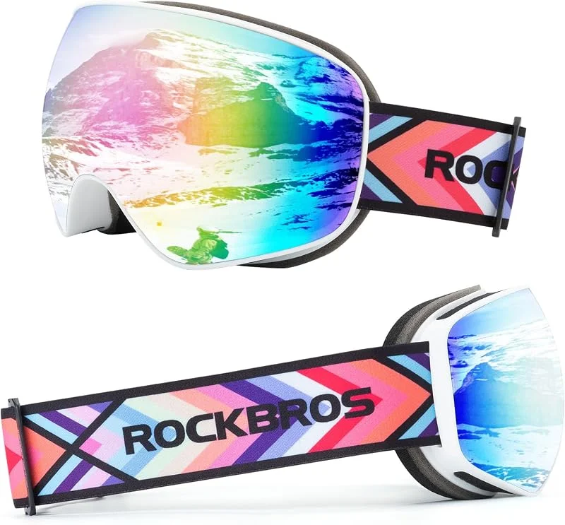 ROCKBROS Gafas de Esquí Niño, Máscara Esquí Snowboard Nieve OTG Gafas Ski Antivaho Compatible con Casco Protección UV para Deportes de Invierno — Equipo esqui