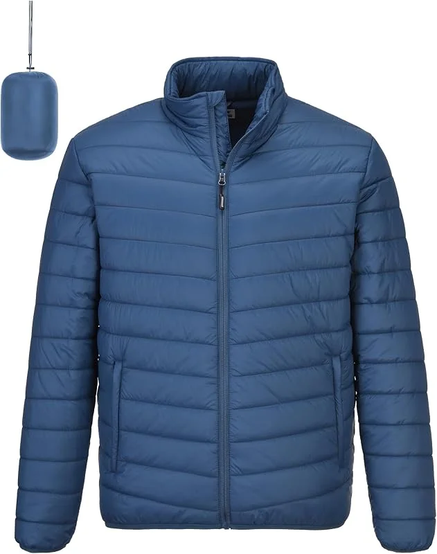 Outdoor Ventures Chaqueta acolchada para hombre, ligera, cálida, chaqueta de entretiempo, chaqueta acolchada, resistente al agua, chaqueta para exteriores e informal — Plumon fino