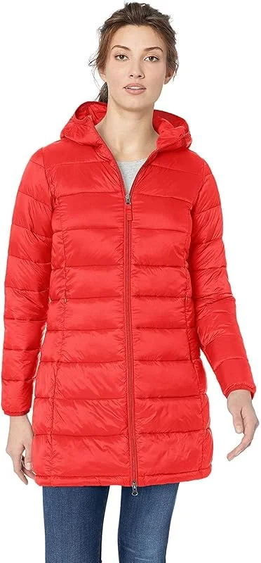 Amazon Essentials Mujer Chaqueta Acolchada con Capucha, Ligera e Impermeable (Disponible en Tallas Grandes) — Plumon fino