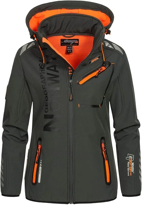 Geographical Norway Chaqueta Softshell Mujer Capucha Cortavientos Outdoor — Ropa esqui