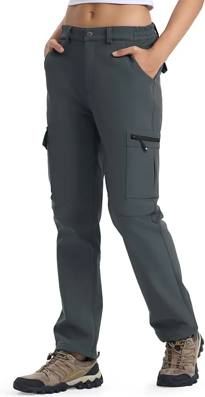 YSENTO Pantalones de senderismo impermeables para mujer, pantalones de softshell, pantalones de esquí de invierno, pantalones de snowboard forrados, pantalones de trekking, pantalones funcionales — Ropa esqui