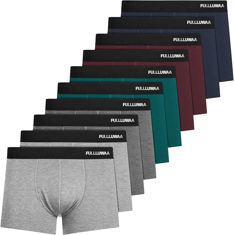 Fullluwaa Calzoncillos Hombre Boxer Pack de 10, Algodón, Suaves y Cómodos — Plumon fino