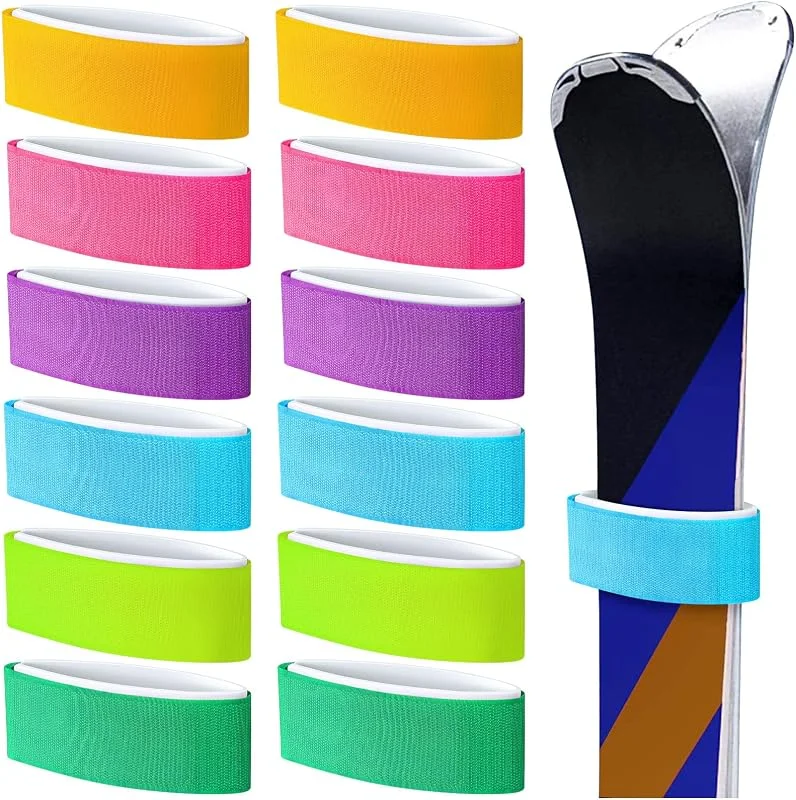 Seenelling 12 correas de esquí duraderas con gancho y bucle, correas ajustables para esquí, almohadillas protectoras de EVA entre esquís, se adapta a esquís estrechos y anchos — Equipo esqui