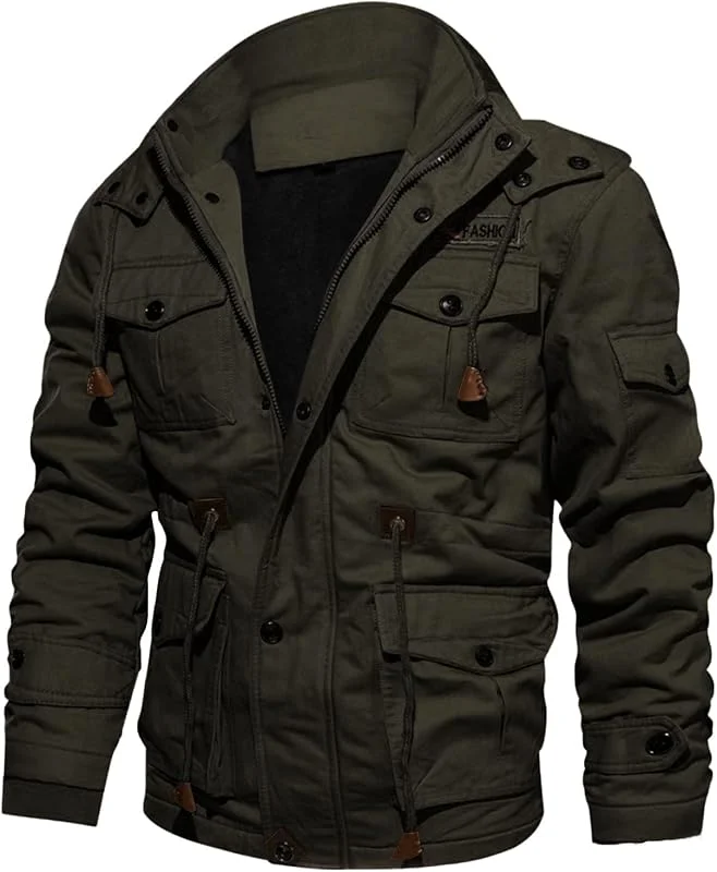 Chaqueta de invierno para hombre, chaqueta de esquí de forro polar, para senderismo, resistente al viento, chaqueta de invierno de gran tamaño, chaqueta de forro polar, chaqueta negra con — Plumon fino