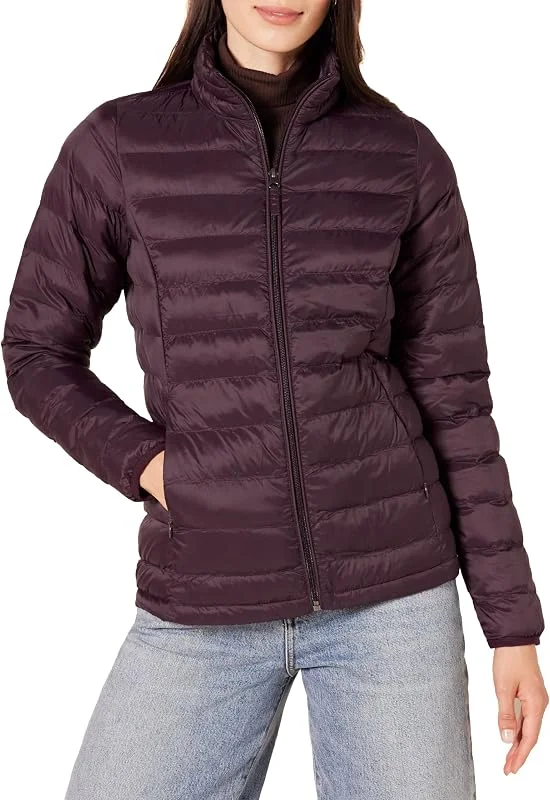 Amazon Essentials Chaqueta Acolchada Ligera de Manga Larga, Plegable, Resistente a la Lluvia (Disponible en Tallas Grandes) Mujer — Plumon fino