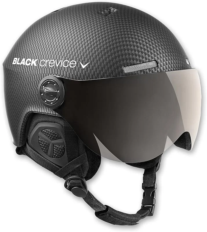 BLACK CREVICE Casco de esquí Gstaad I Casco de esquí con Visera en Estilo piloto I para Hombres y Mujeres I Casco de ski de policarbonato I Casco Transpirable I Talla Ajustable — Equipo esqui