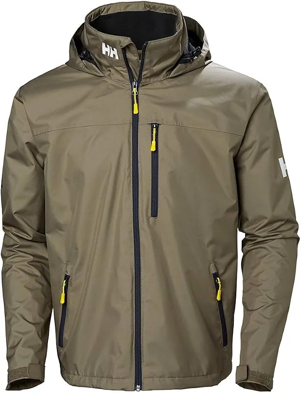 Helly Hansen Crew Hooded Waterproof Windproof Breathable Rain Coat Jacket Chaqueta impermeable con capucha, resistente al viento, transpirable Hombre (Pack de 1) — Plumon fino