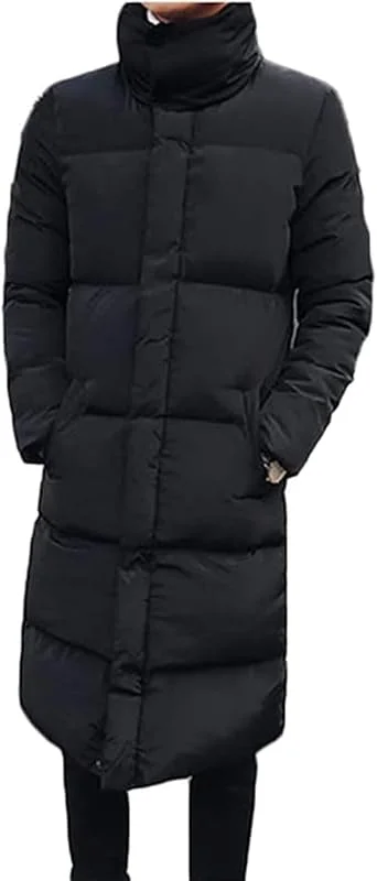 MANGGUO Hombre Largo Abajo Chaqueta Invierno Acolchada Cazadora Plumas Abrigo Parka Plus Size Negro — Plumon fino