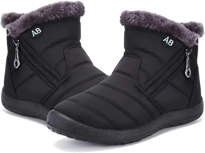 Maxome Botas Mujer Invierno Botines de Nieve Forradas Calientes Boots Zapatos con Cremallera Lateral Planas Botas Outdoor Cómodas Antideslizante Ligero Botines — Equipo esqui