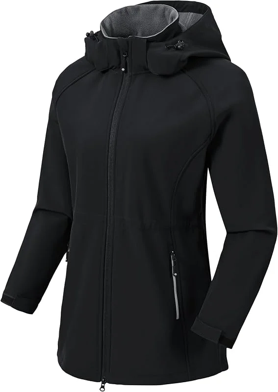MoFiz Chaqueta larga de softshell para mujer con forro polar cálido Softshell larga S-2XL — Ropa esqui