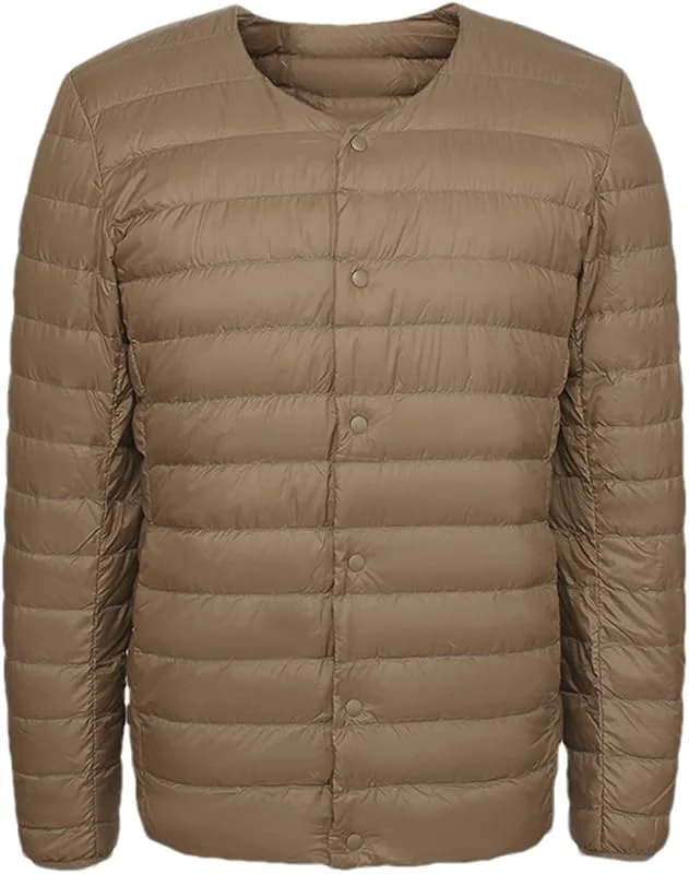 Chaqueta de plumón Chaqueta de plumón Ultraligera para Hombre Abrigo Ligero portátil Delgado a Prueba de Viento Forro cálido — Plumon fino