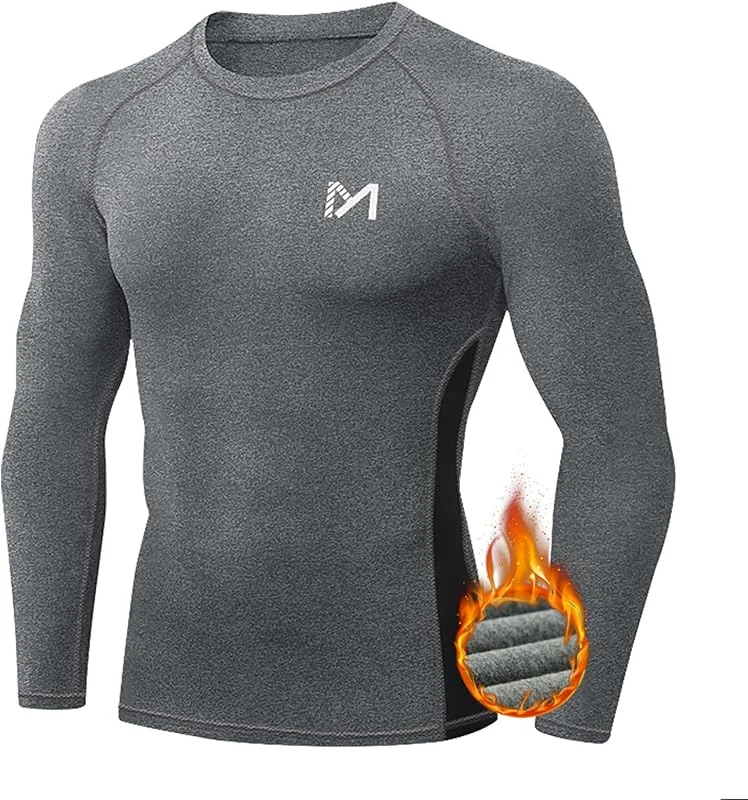 MEETYOO Camiseta Interior térmica para Hombre Camiseta de Lana de Manga Larga para Hombre, Camiseta térmica para Hacer esquí, Camiseta para Viajar de Invierno — Ropa esqui