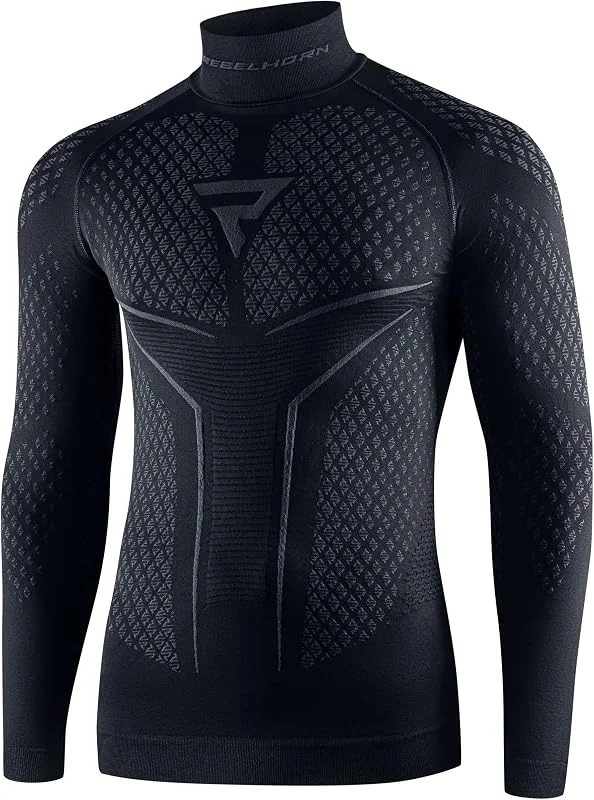REBELHORN Therm II Camiseta Térmica Hombre, Manga Larga, Ropa Interior Termoactivo, Camisa Funcional, Absorción de Humedad, Transpirable, Zonas de Compresión, Ropa de Moto Térmica — Ropa esqui