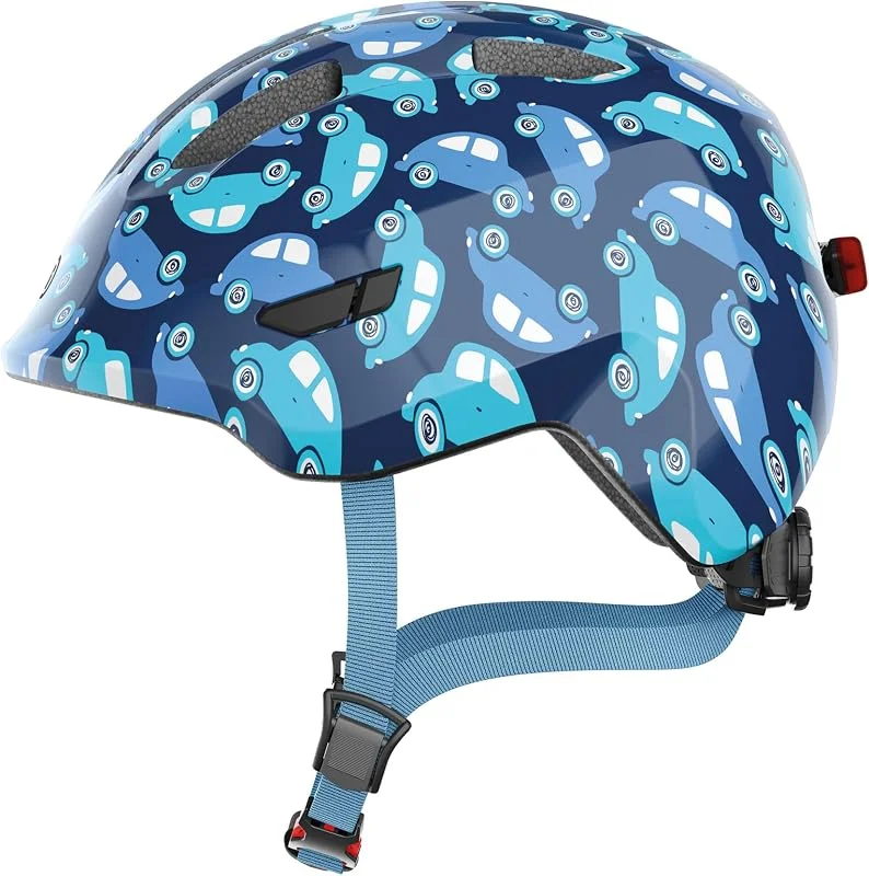 ABUS Casco infantil Smiley 3.0 LED – Casco de bicicleta con luz – ajuste profundo y espacio para una trenza – para niñas y niños — Equipo esqui