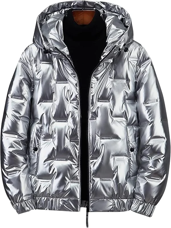Chaqueta de plumón para hombre con capucha acolchada ultraligera con capucha, ropa de abrigo gruesa aislada de invierno — Plumon fino