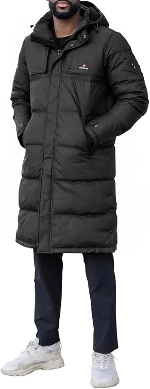 Höhenhorn Bannalp - Abrigo de invierno para hombre, con forro largo, con certificado RDS, plumón y plumas con capucha extraíble — Plumon fino