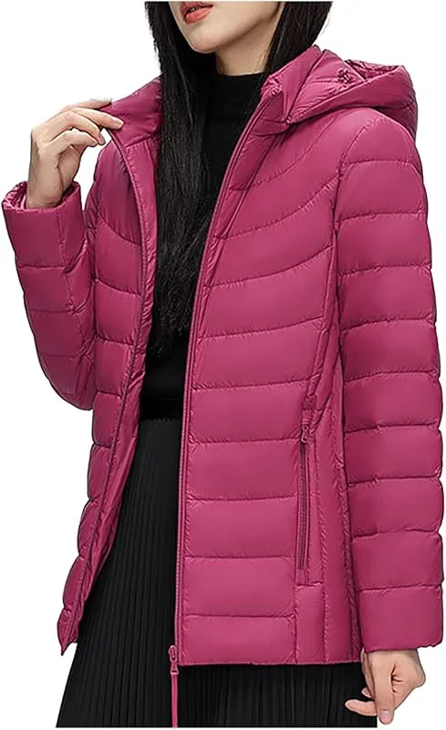 Cálida chaqueta de invierno para mujer, chaqueta acolchada para mujer, chaqueta de transición, chaqueta de exterior, abrigos de invierno de plumón, acogedora chaqueta acolchada, chaqueta — Plumon fino
