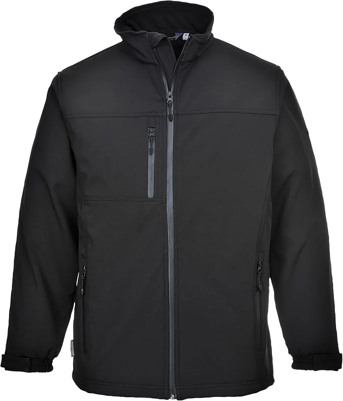 Portwest Chaqueta Softshell (3 Capas), Tamaño: 4XL, Color: Negro, TK50BKR4XL — Ropa esqui