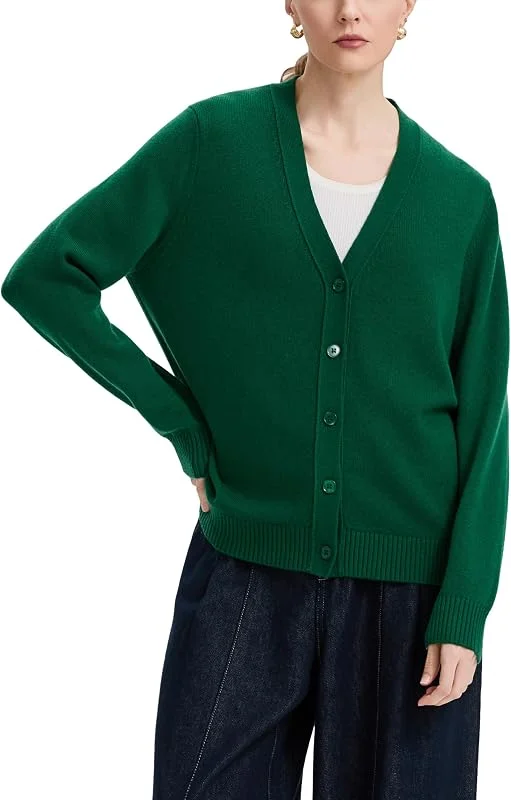 Cárdigan Mujer Lana Merino Cuello V Botones Nácar — Plumon fino