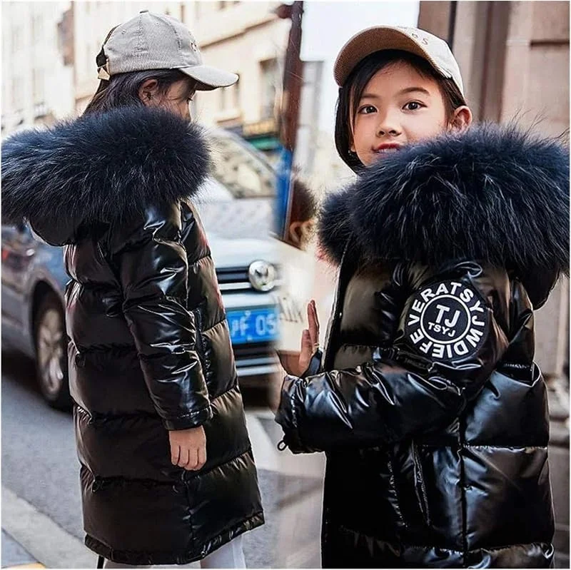 Chaqueta ultraligera cálida y resistente al viento -30 traje de nieve ruso para niñas ropa cálida chaqueta de plumón impermeable al aire libre abrigo con capucha para niños parka ropa de — Plumon fino