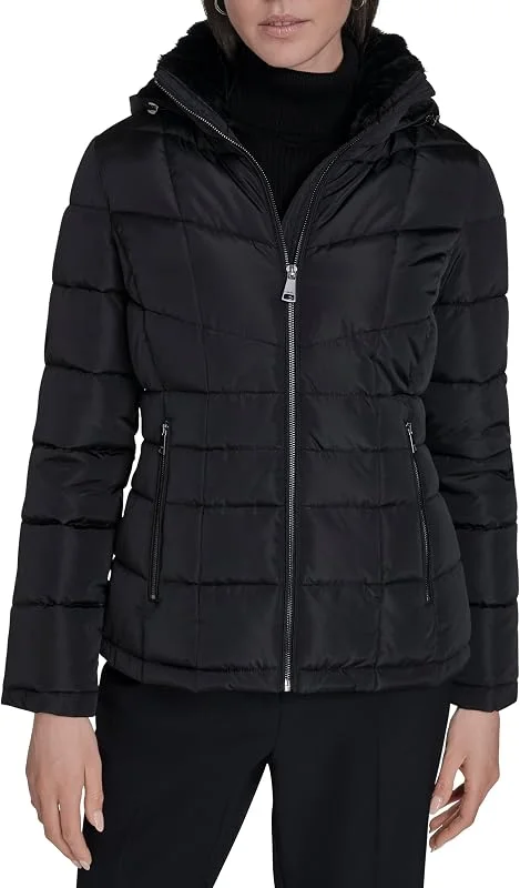 Calvin Klein Hooded Puffer Jacket – Lightweight Quilted Winter Coat With Zipper Pockets Parka Mujer (Pack de 1) — Plumon fino