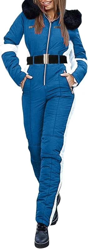 Generico Traje De Nieve Y Esquí Con Cremallera Para Deportes Al Aire Libre Con Capucha De Color Sólido Moda Casual Para Mujer — Ropa esqui