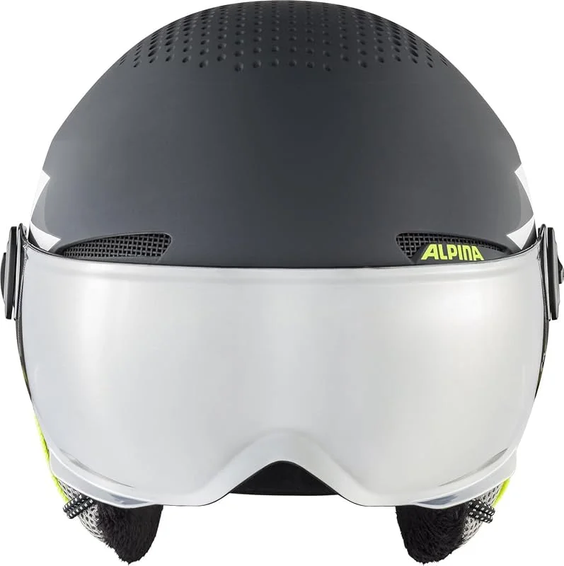 ALPINA ZUPO JR Visor Q-Lite Helm 2025 Charcoal-Neon Matt — Equipo esqui