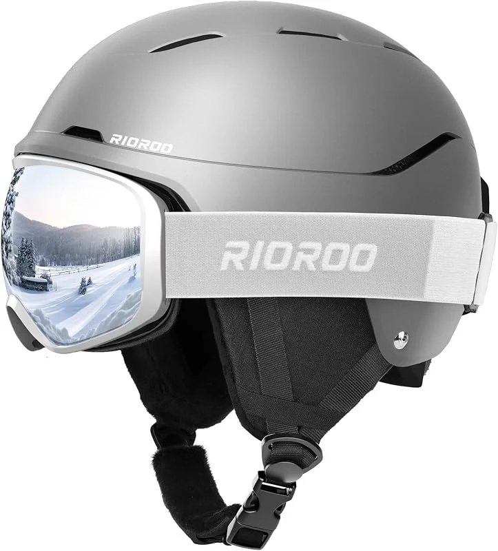 Casco De Esquí con Traje De Gafas, Casco De Deportes Transpirables con Gafas, Adecuado para Deportes De Nieve, Snowboard A Prueba De Viento, Adecuado para Hombres Y Mujeres JóVenes — Equipo esqui