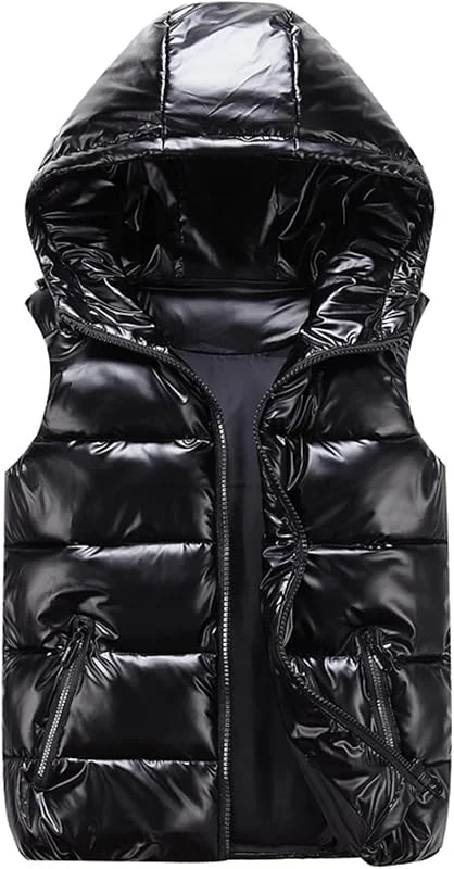 Chaleco De Plumón, Chalecos Acolchados para Hombre Y Mujer Chaleco Acolchado Brillante Chaleco Sin Mangas Ligero con Capucha Chaqueta Deportiva Unisex — Ropa esqui