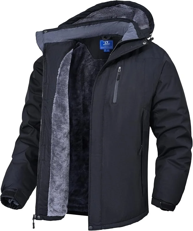Zoofly Chaqueta Hombre Invierno Esquí Impermeables Montaña Cazadoras Aire Libre Abrigos Térmicos Con Capucha Desmontable Snowboard Parka — Ropa esqui