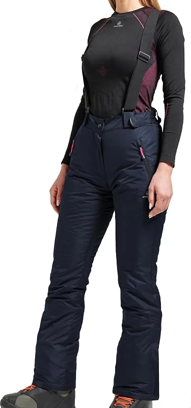 Pantalones de esquí para mujer, impermeables, 5000 mm, con tirantes desmontables — Ropa esqui