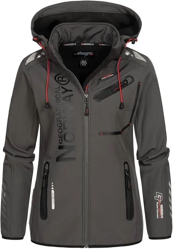 Geographical Norway REINE LADY - Chaqueta Softshell Impermeable Mujer - Chaqueta Capucha Exteriores - Chaqueta Cortavientos Invierno - Actividades Senderismo Aire Libre — Ropa esqui