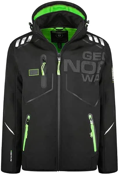 Geographical Norway Robin Men - Chaqueta Softshell Hombre Impermeable Con Capucha - Abrigo Para Hombres Outdoor Cortavientos Resistente - Senderismo Esquí Otoño Invierno Primavera — Plumon fino