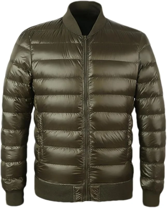 Otoño Invierno Chaquetas de plumón para Hombre Chaqueta Ultraligera Abrigo cálido de Pato Cuello de béisbol Abrigo de Plumas Ligero — Plumon fino