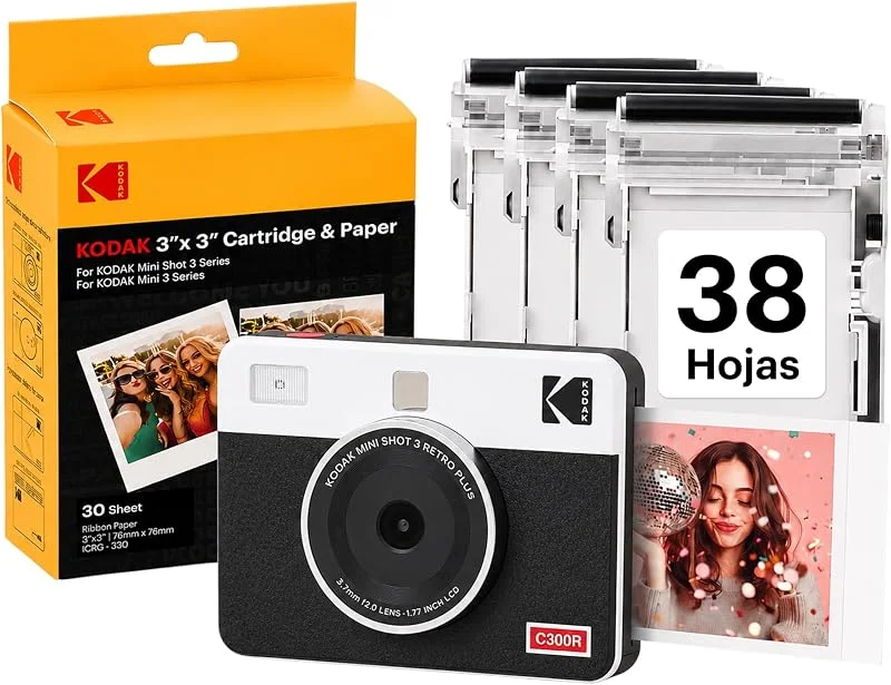 KODAK Mini Shot 3 Retro Cámara Instantánea 7, 6×7, 6cm, 38 Hojas, Blanca — Equipo esqui