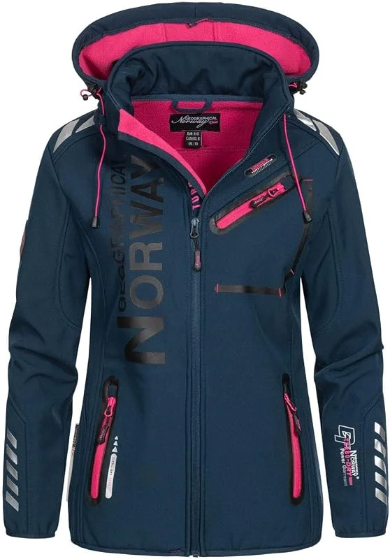 Geographical Norway Reine Lady – Chaqueta de abrigo Softshell para mujer con capucha impermeable, chaqueta a prueba de viento resistente – Chaqueta polar Randonnee Ski Otoño Invierno Primavera — Ropa esqui