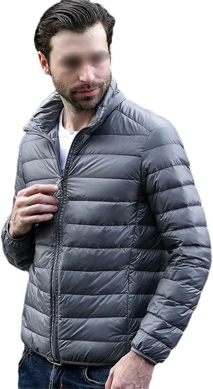 Chaqueta de Invierno para Hombre, Chaquetas de Pato Blancas ultraligeras, Abrigo de Invierno portátil Informal, Parkas de plumón de Talla Grande — Plumon fino