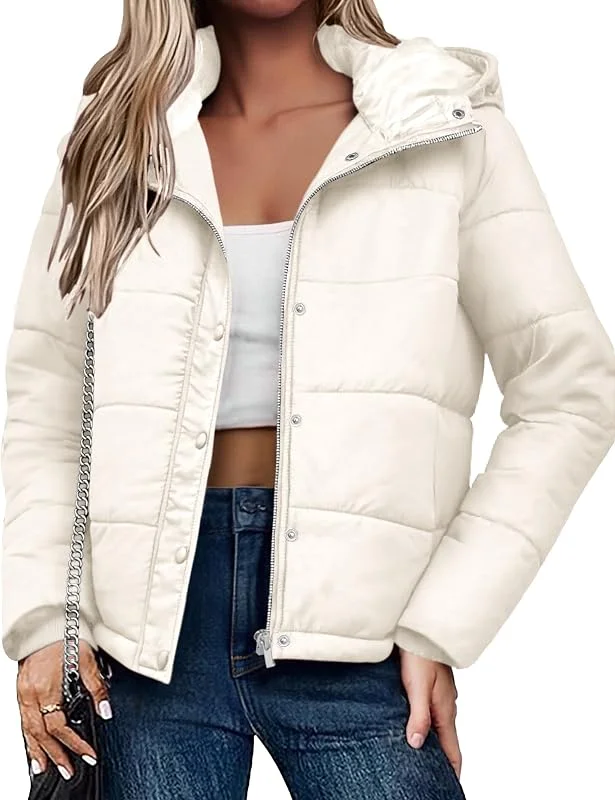 Zeagoo Chaqueta de invierno para mujer, abrigos de invierno cálidos y ligeros, abrigo corto, parka de invierno, chaqueta de entretiempo con capucha, S-XXL — Plumon fino