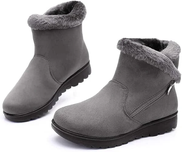 Botas de nieve para mujer, botas de invierno forradas de piel para mujer, botas de caminar ligeras, antideslizantes, con cremallera lateral para exteriores para mujeres y niñas, botines cálidos — Equipo esqui