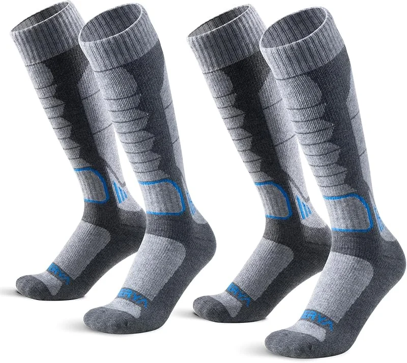 2, 3 pares de calcetines de esquí Lana Merina, calcetines térmicos acolchados hasta la rodilla para esquiar, snowboard, deportes de invierno al aire libre — Equipo esqui