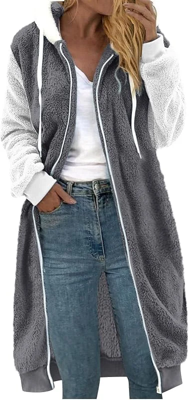 uxxnjfg Abrigo Mujer Invierno Tallas Grandes Chaqueta Forro Polar con Capucha Elegantes Ropa Cremallera Sudaderas Jacket — Ropa esqui