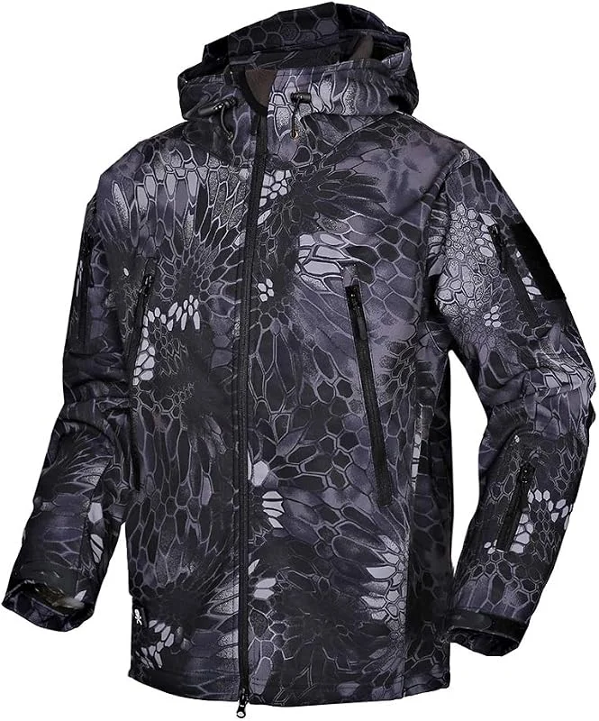 MakingDa Chaqueta impermeable para hombre, con capucha, con forro polar Softshell, chaqueta de camuflaje, para trabajo, pesca, caza y escalada — Ropa esqui