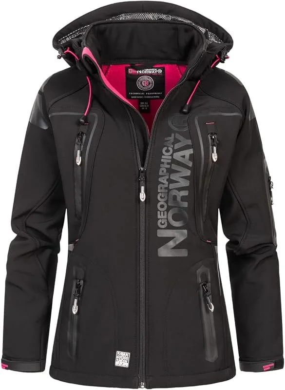 Geographical Norway - Chaqueta para mujer con capucha desmontable, Softshell, Tassion, para exteriores — Ropa esqui