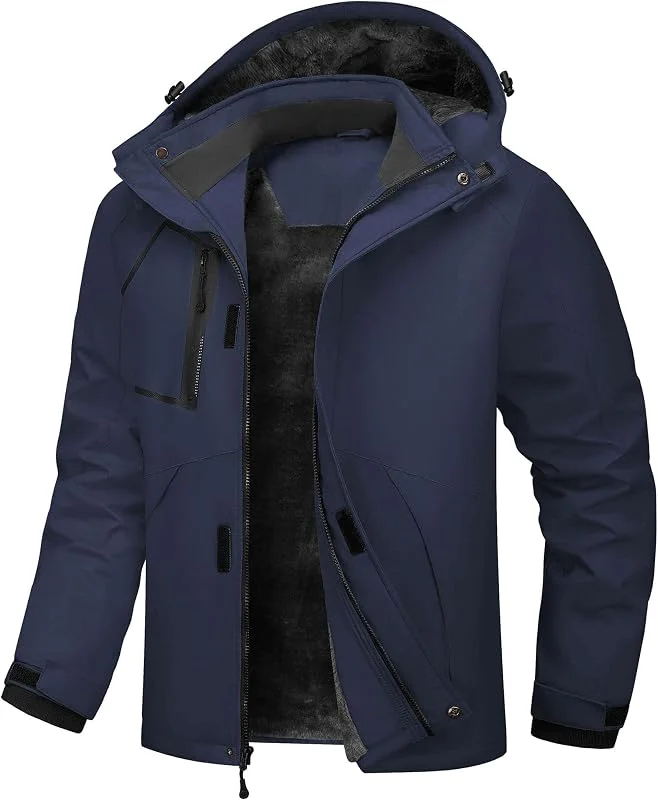 Chaqueta Esquí Hombre Impermeable Forro Polar Cálida Cortavientos — Ropa esqui